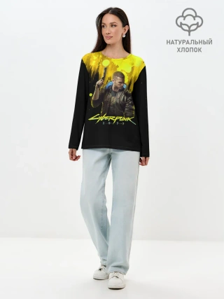 Лонгслив женский. Хлопок / CYBERPUNK 2077