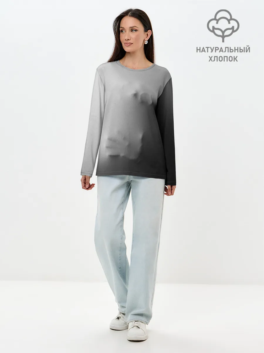 Лонгслив женский. Хлопок / Кричащее Лицо Внутри