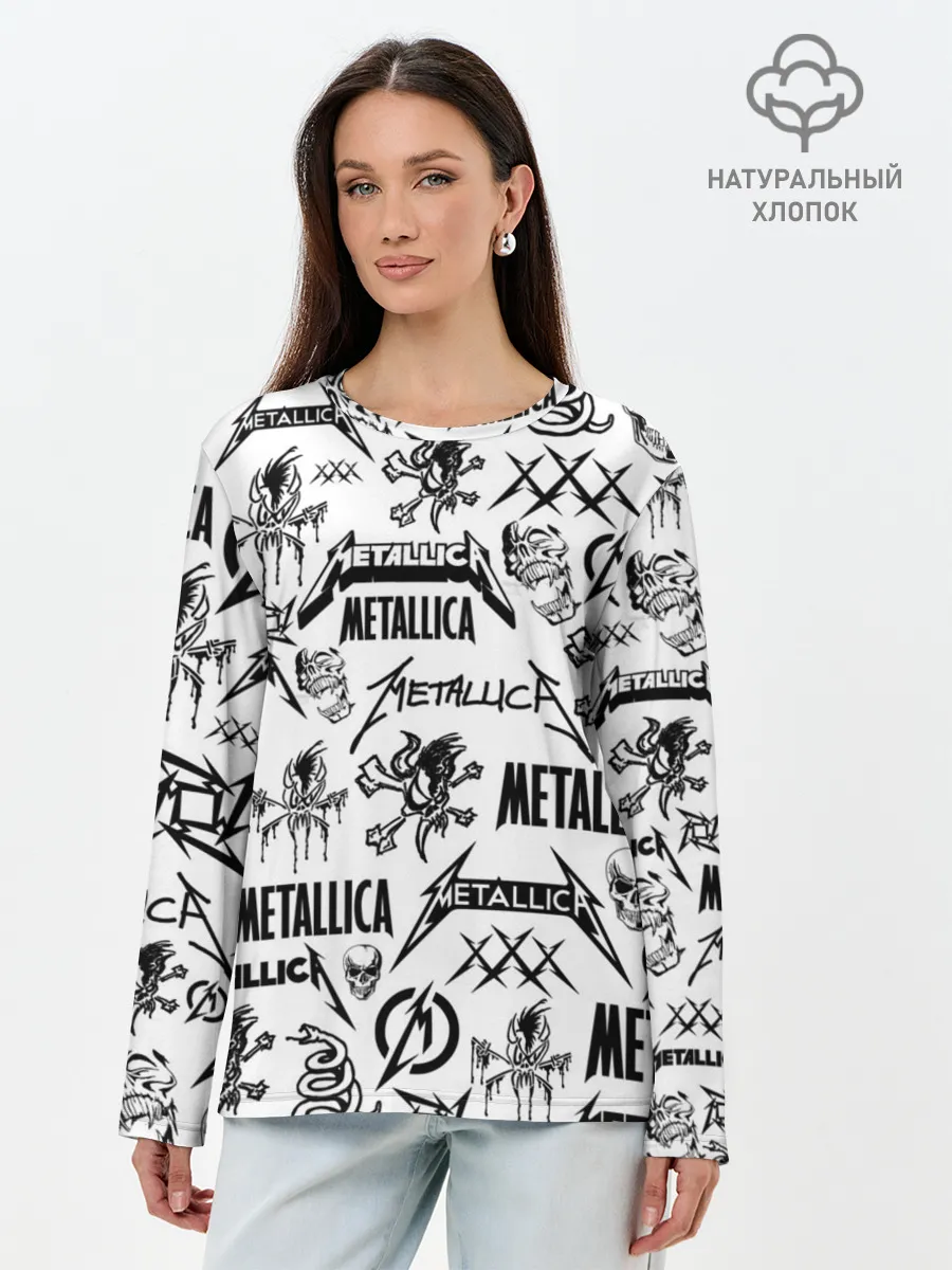 Лонгслив женский. Хлопок / METALLICA LOGOBOMBING