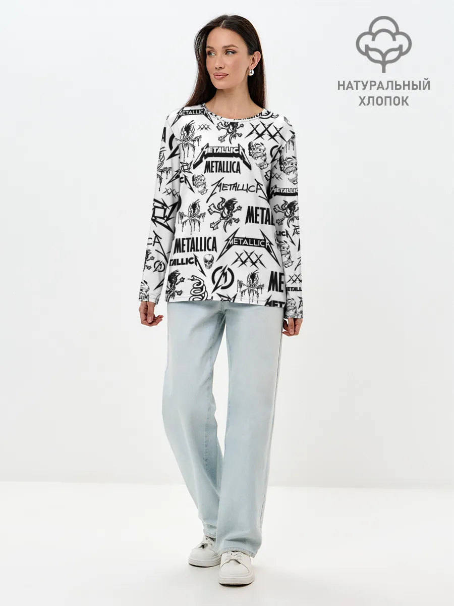 Лонгслив женский. Хлопок / METALLICA LOGOBOMBING