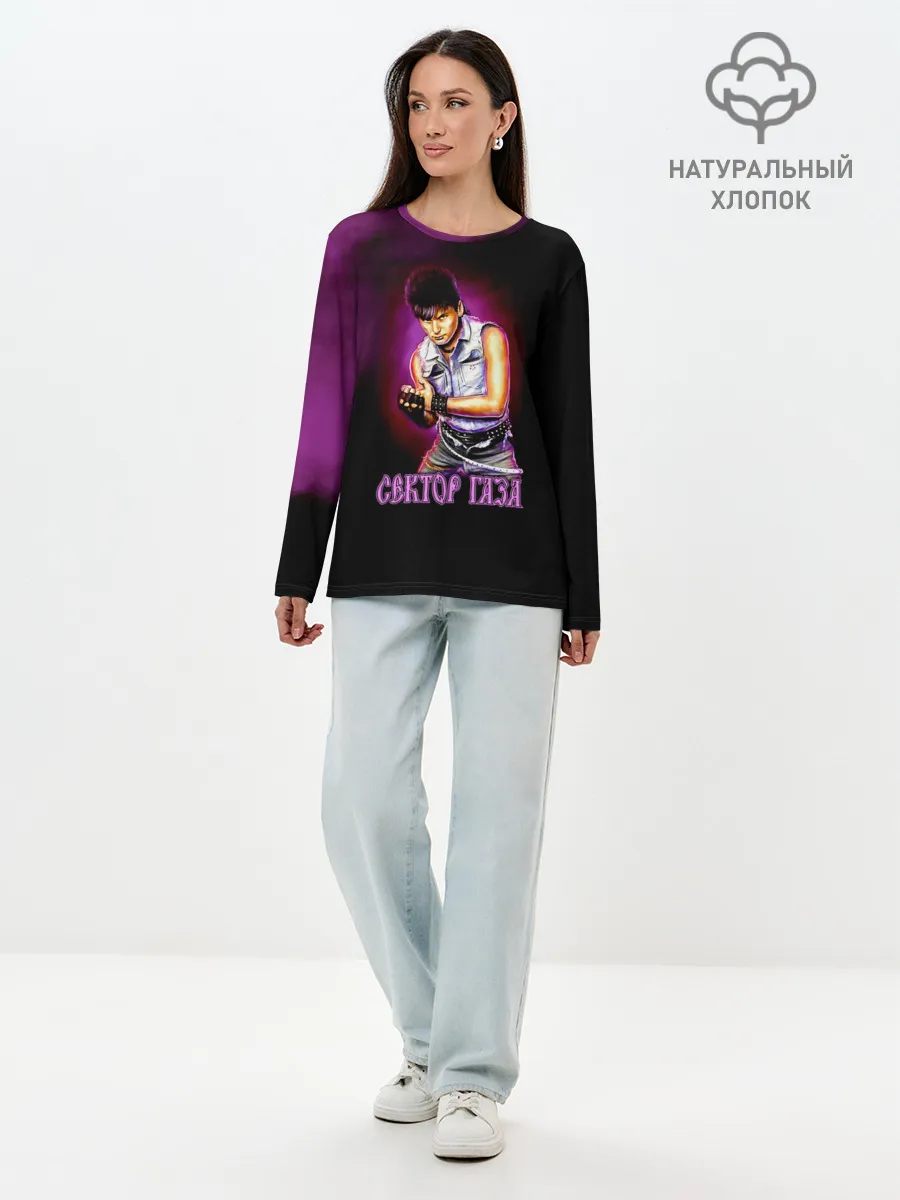 Лонгслив женский. Хлопок / Сектор Газа
