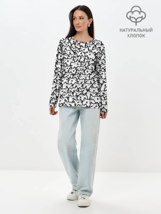 Лонгслив женский. Хлопок / Котики