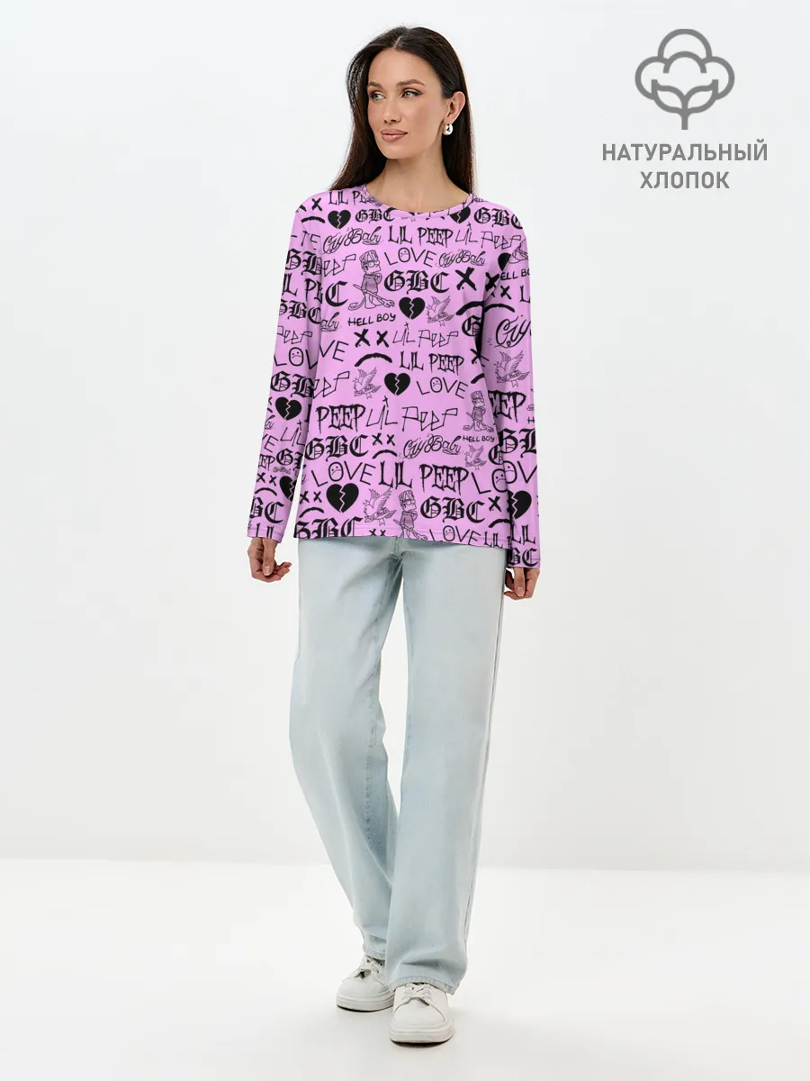 Лонгслив женский. Хлопок / LIL PEEP LOGOBOMBING