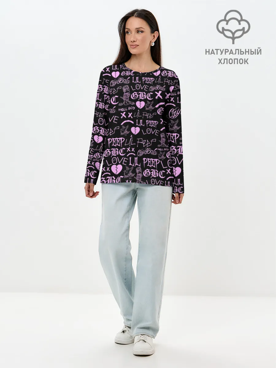 Лонгслив женский. Хлопок / LIL PEEP LOGOBOMBING