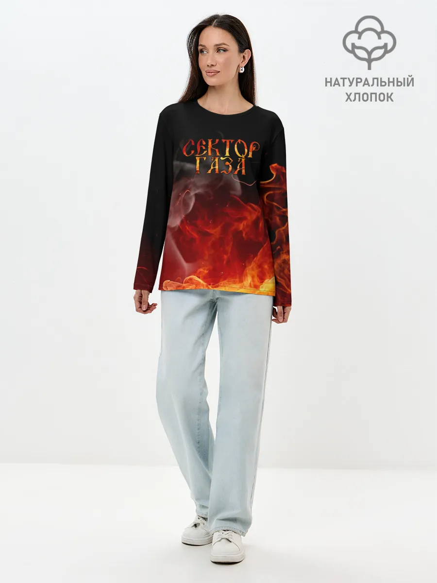 Лонгслив женский. Хлопок / Сектор Газа