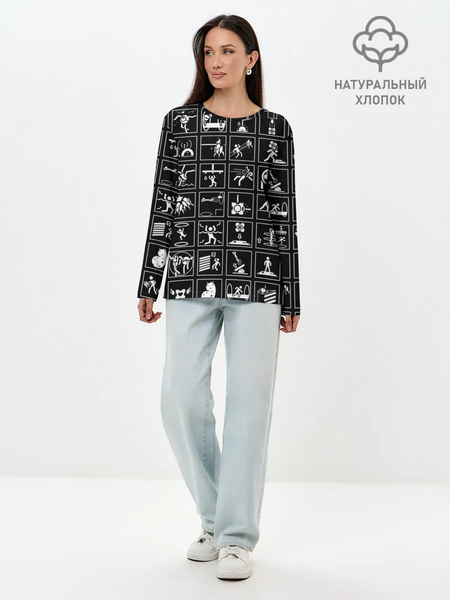 Лонгслив женский. Хлопок / Portal icons