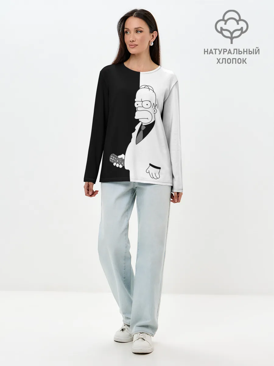 Лонгслив женский. Хлопок / Гомер Симпсон