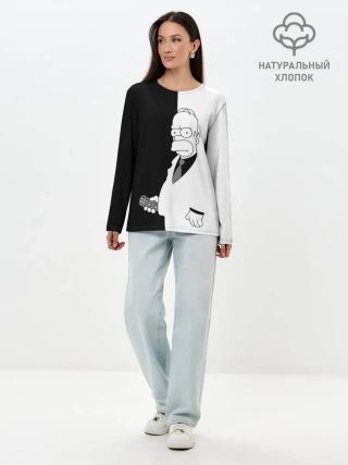 Лонгслив женский. Хлопок / Гомер Симпсон