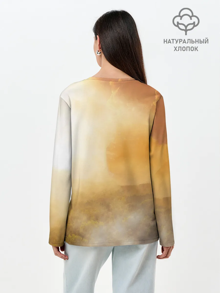 Лонгслив женский. Хлопок / Лисичка в тумане