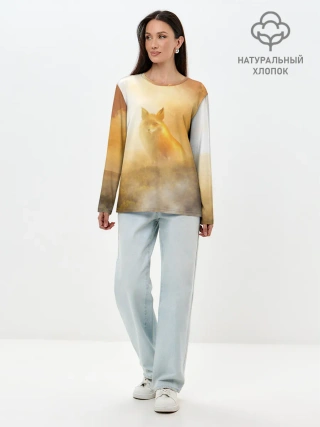 Лонгслив женский. Хлопок / Лисичка в тумане