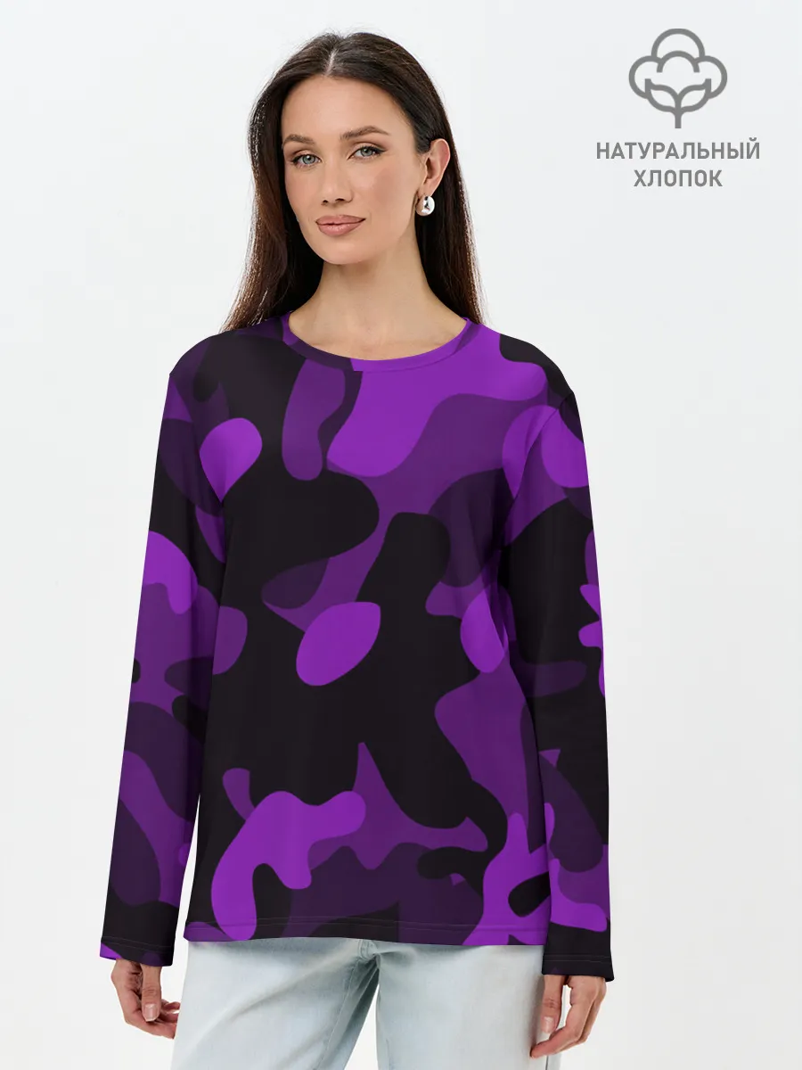 Лонгслив женский. Хлопок / Камуфляж