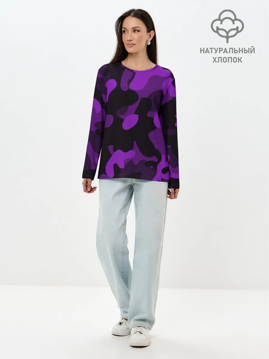 Лонгслив женский. Хлопок / Камуфляж