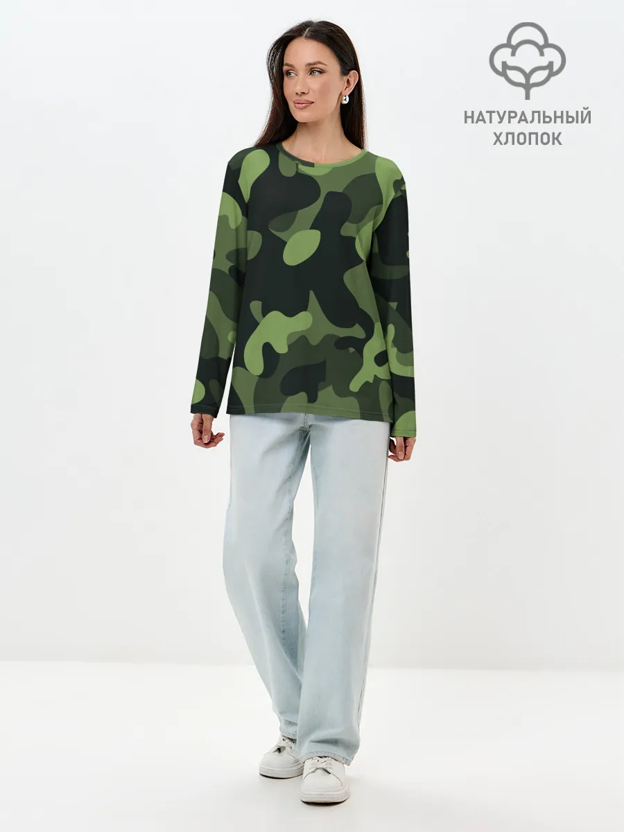 Лонгслив женский. Хлопок / Камуфляж