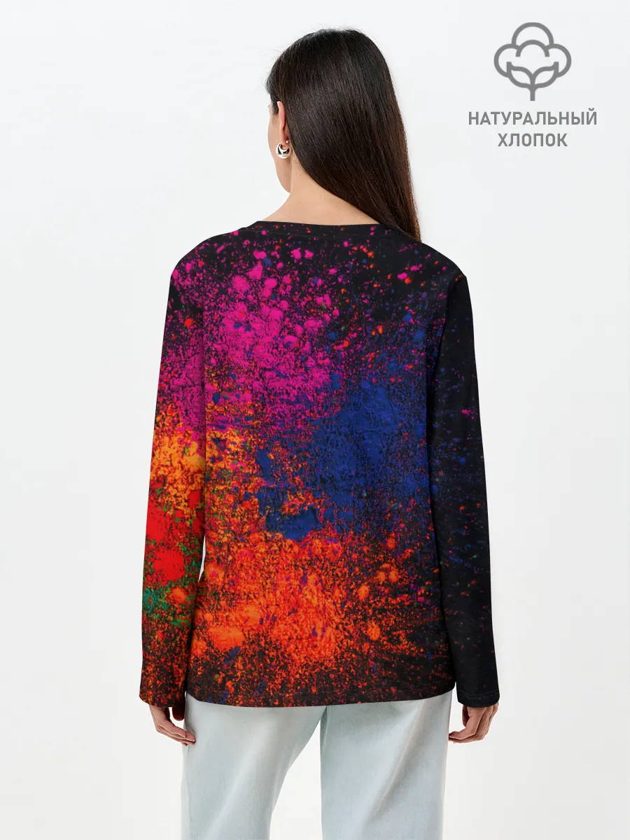 Лонгслив женский. Хлопок / Брызги краски