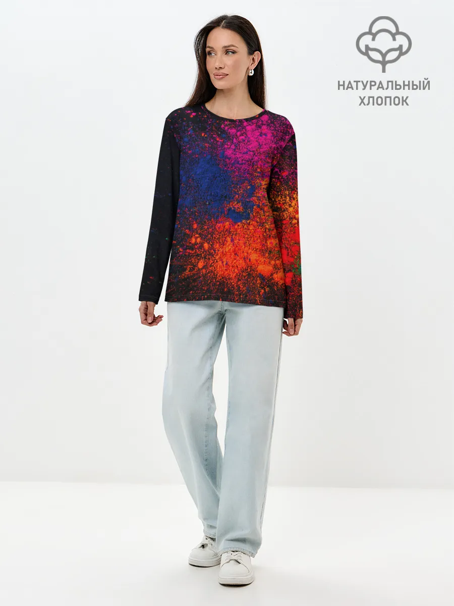 Лонгслив женский. Хлопок / Брызги краски