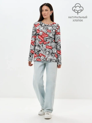 Лонгслив женский. Хлопок / Senpai ahegao