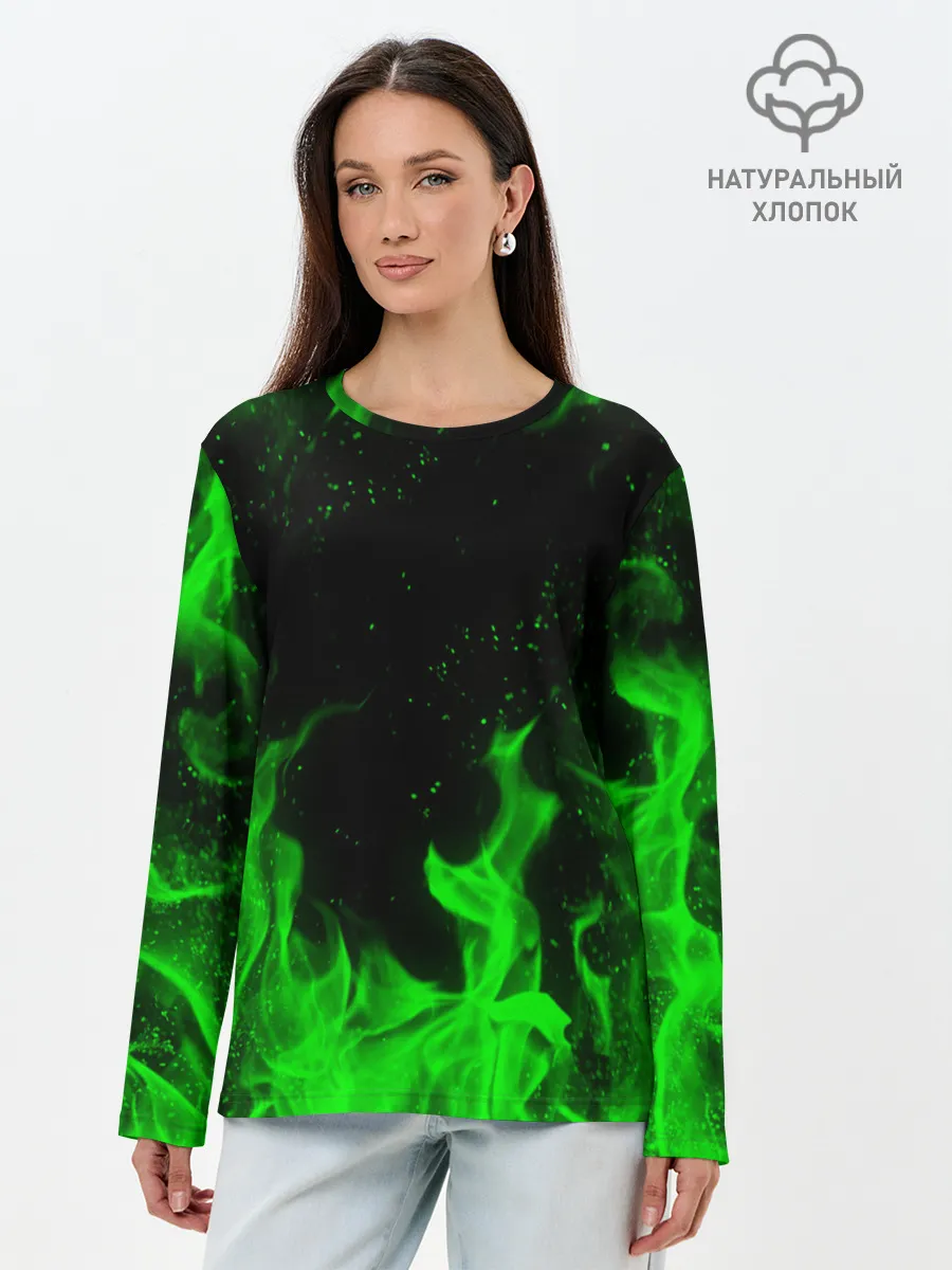 Лонгслив женский. Хлопок / ЗЕЛЁНЫЙ ОГОНЬ | GREEN FIRE