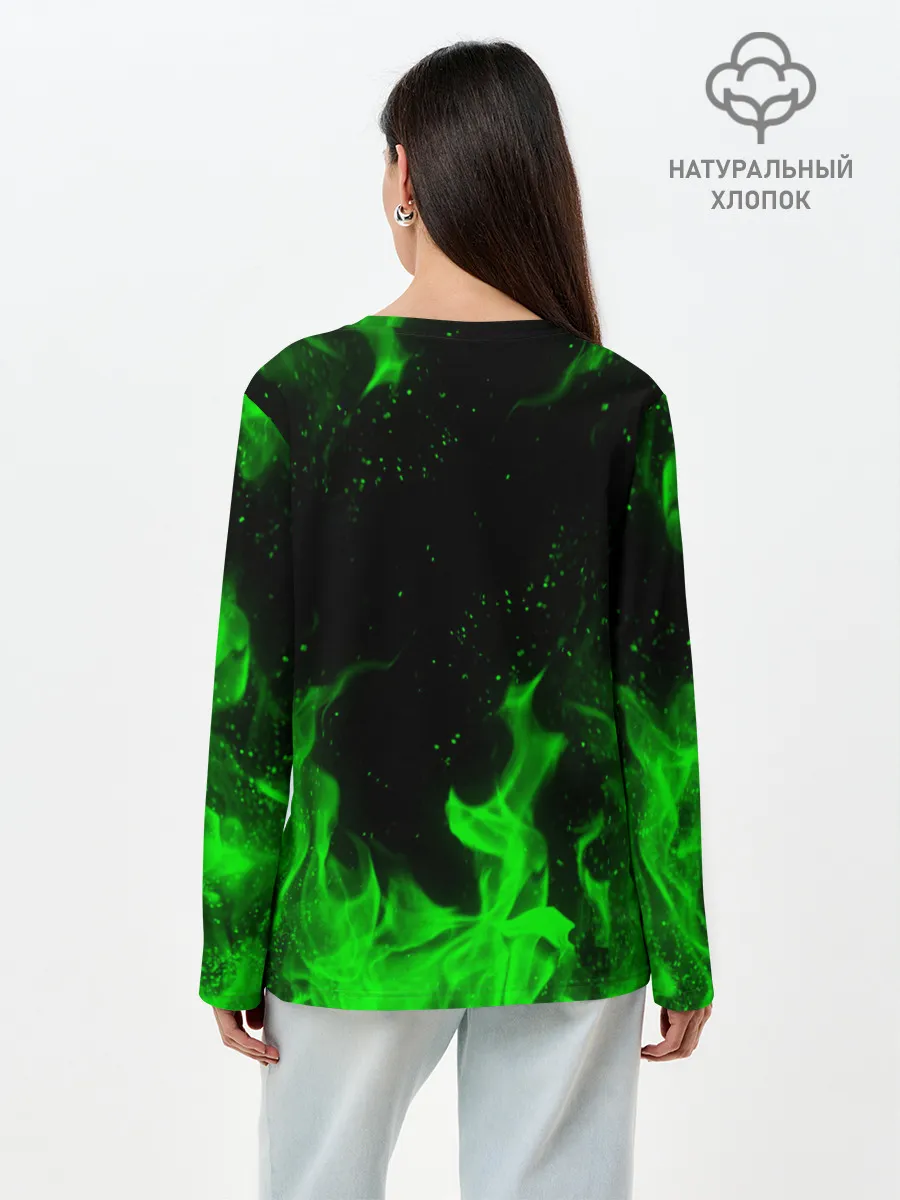 Лонгслив женский. Хлопок / ЗЕЛЁНЫЙ ОГОНЬ | GREEN FIRE