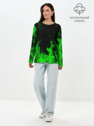 Лонгслив женский. Хлопок / ЗЕЛЁНЫЙ ОГОНЬ | GREEN FIRE