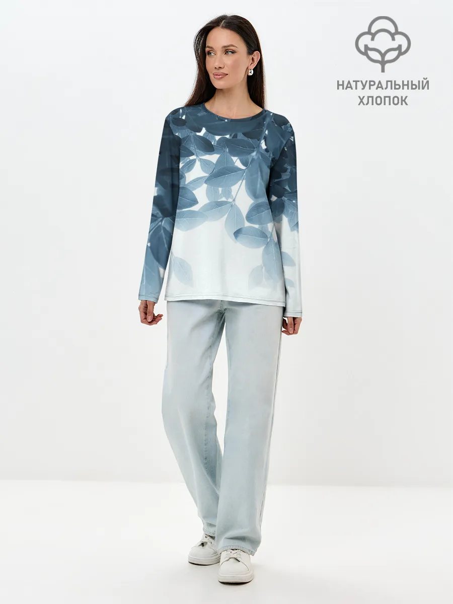 Лонгслив женский. Хлопок / Тропики