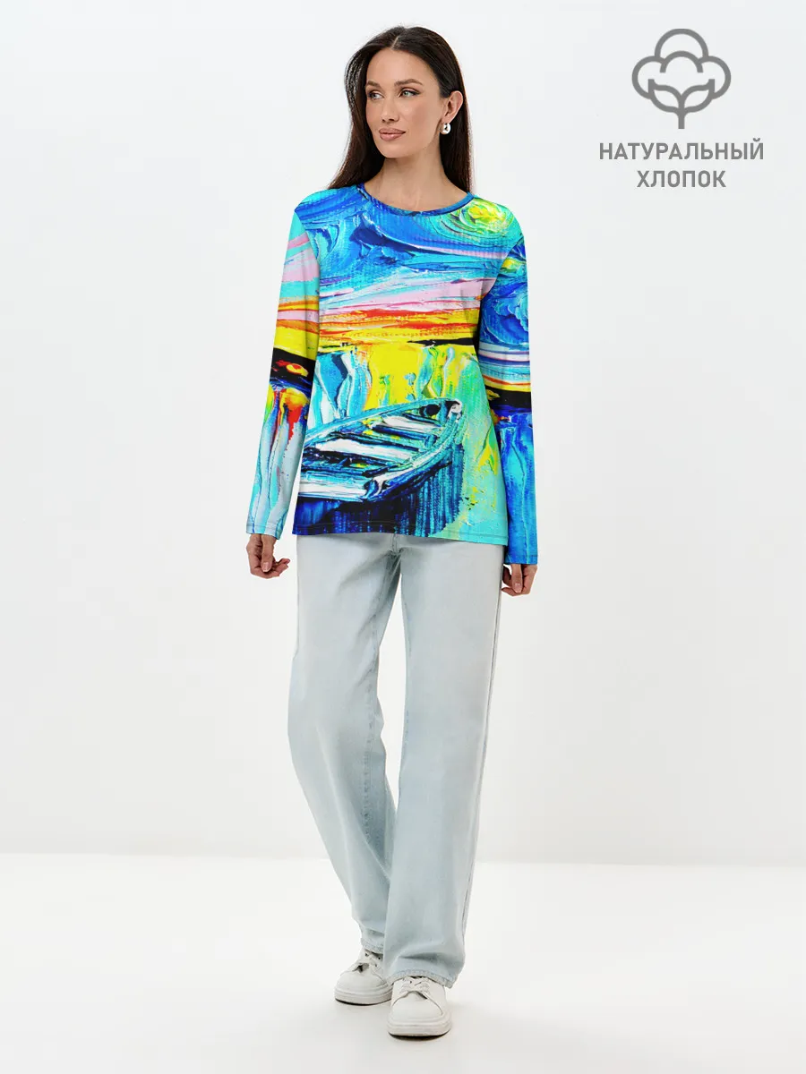 Лонгслив женский. Хлопок / НОЧНОЙ ПРИЧАЛ ВАНГОГ