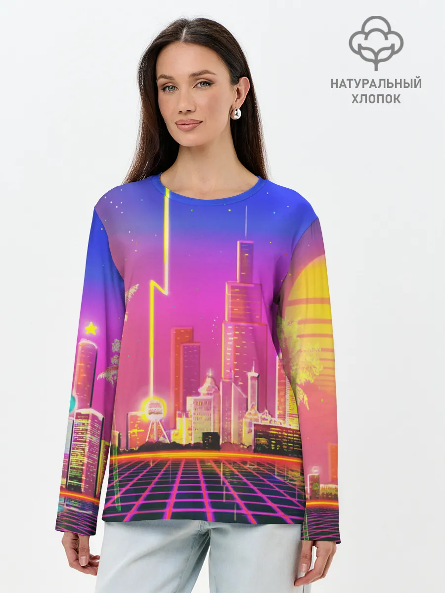 Лонгслив женский. Хлопок / КИБЕР ГОРОД