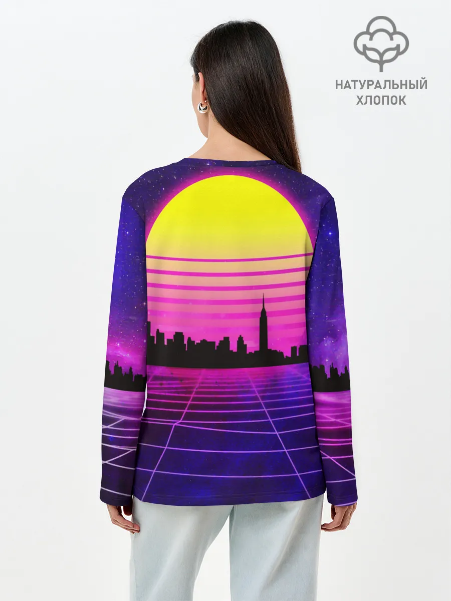 Лонгслив женский. Хлопок / ГОРОД В НЕОНЕ