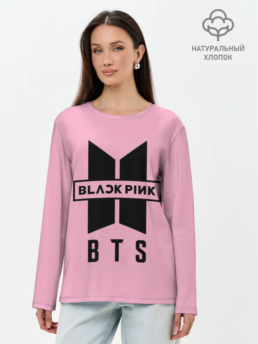 Лонгслив женский. Хлопок / BTS and BLACKPINK
