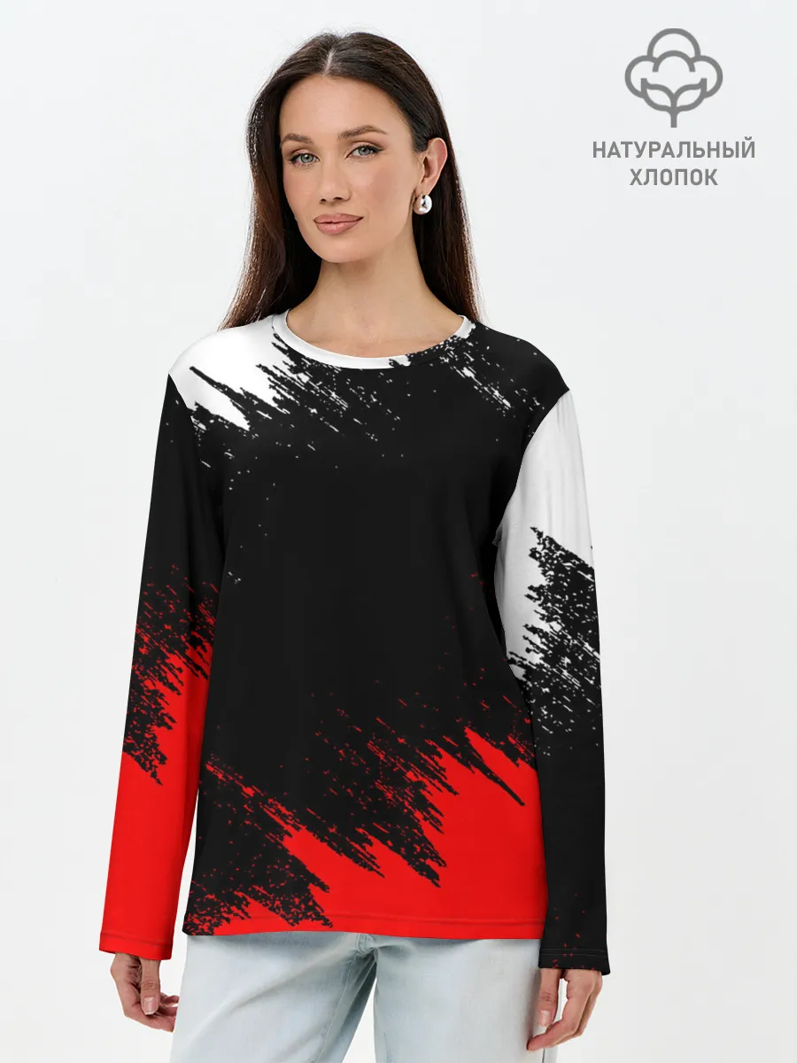 Лонгслив женский. Хлопок / БРЫЗГИ КРАСОК