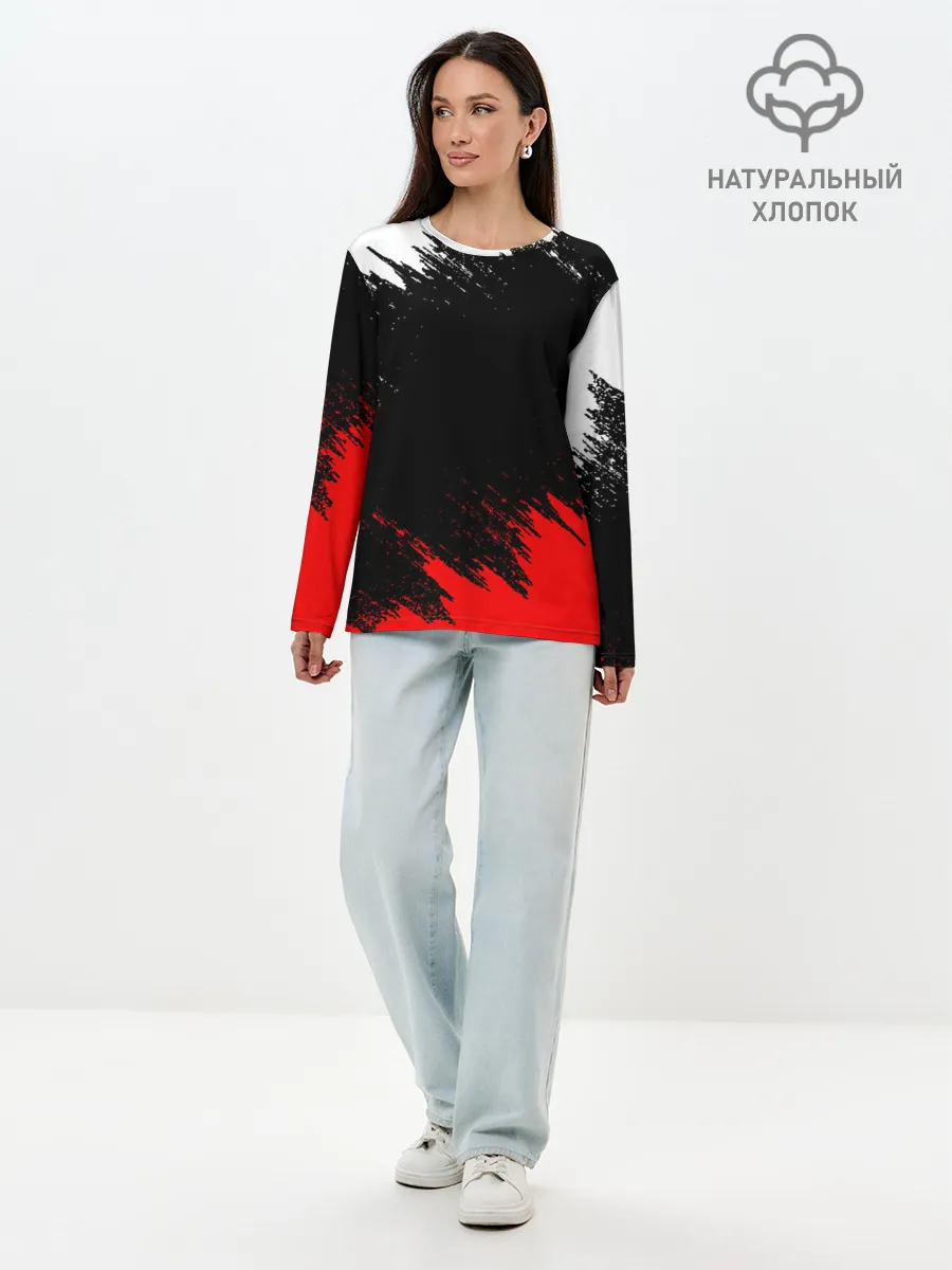 Лонгслив женский. Хлопок / БРЫЗГИ КРАСОК