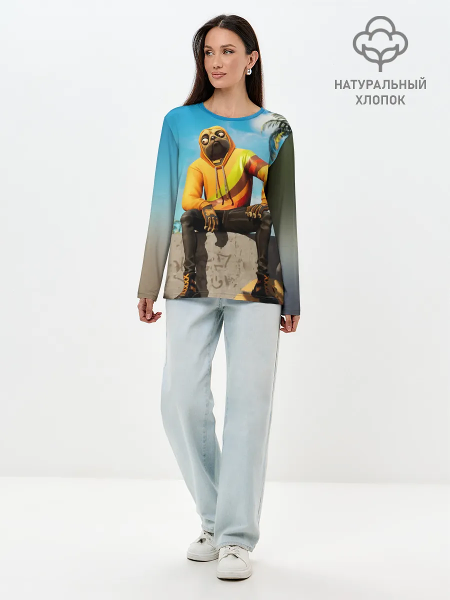 Лонгслив женский. Хлопок / Fortnite Doggy
