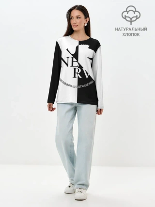 Лонгслив женский. Хлопок / Nerv black and white