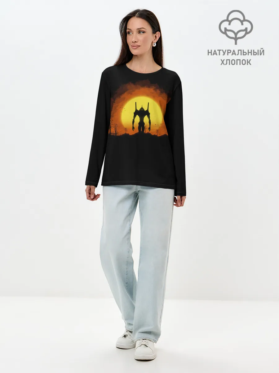 Лонгслив женский. Хлопок / evangelion yellow planet