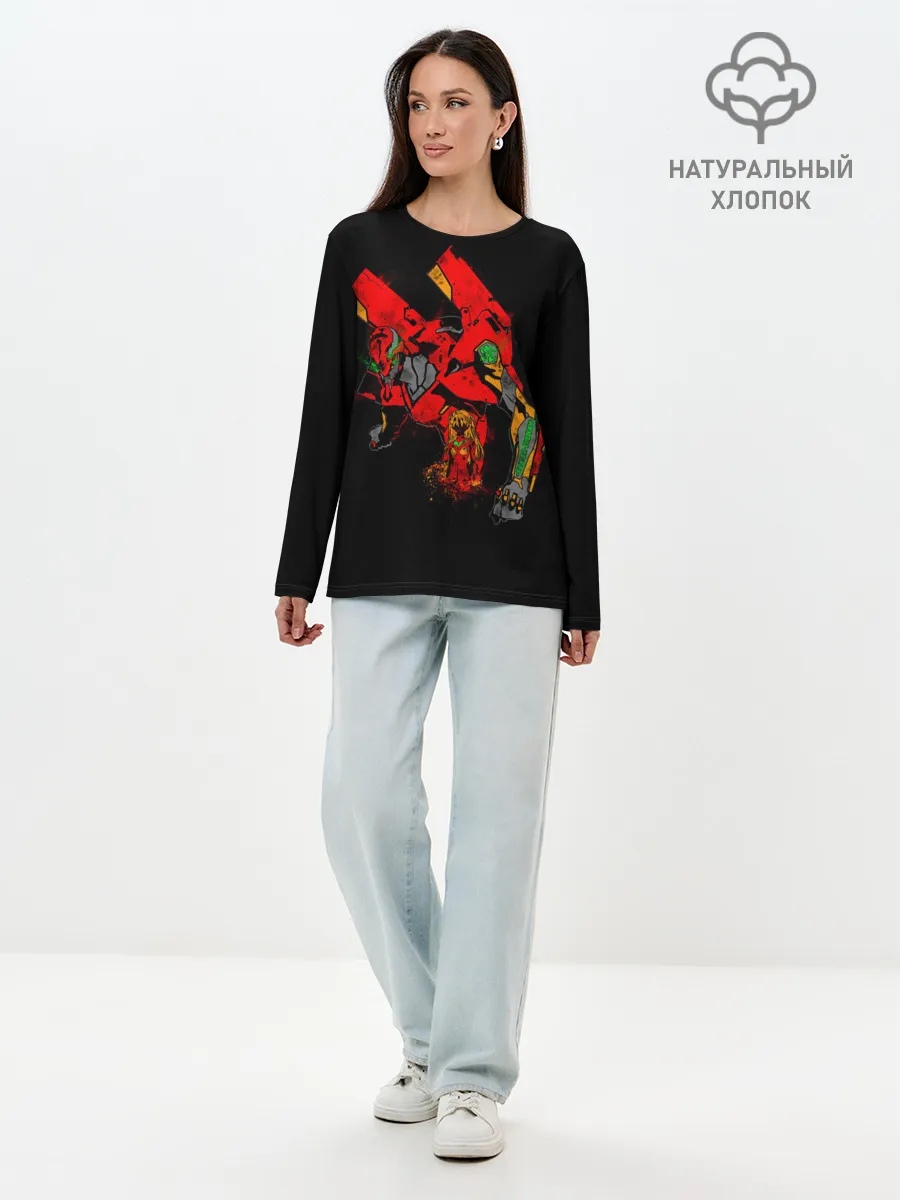 Лонгслив женский. Хлопок / Боевые роботы Евангелион