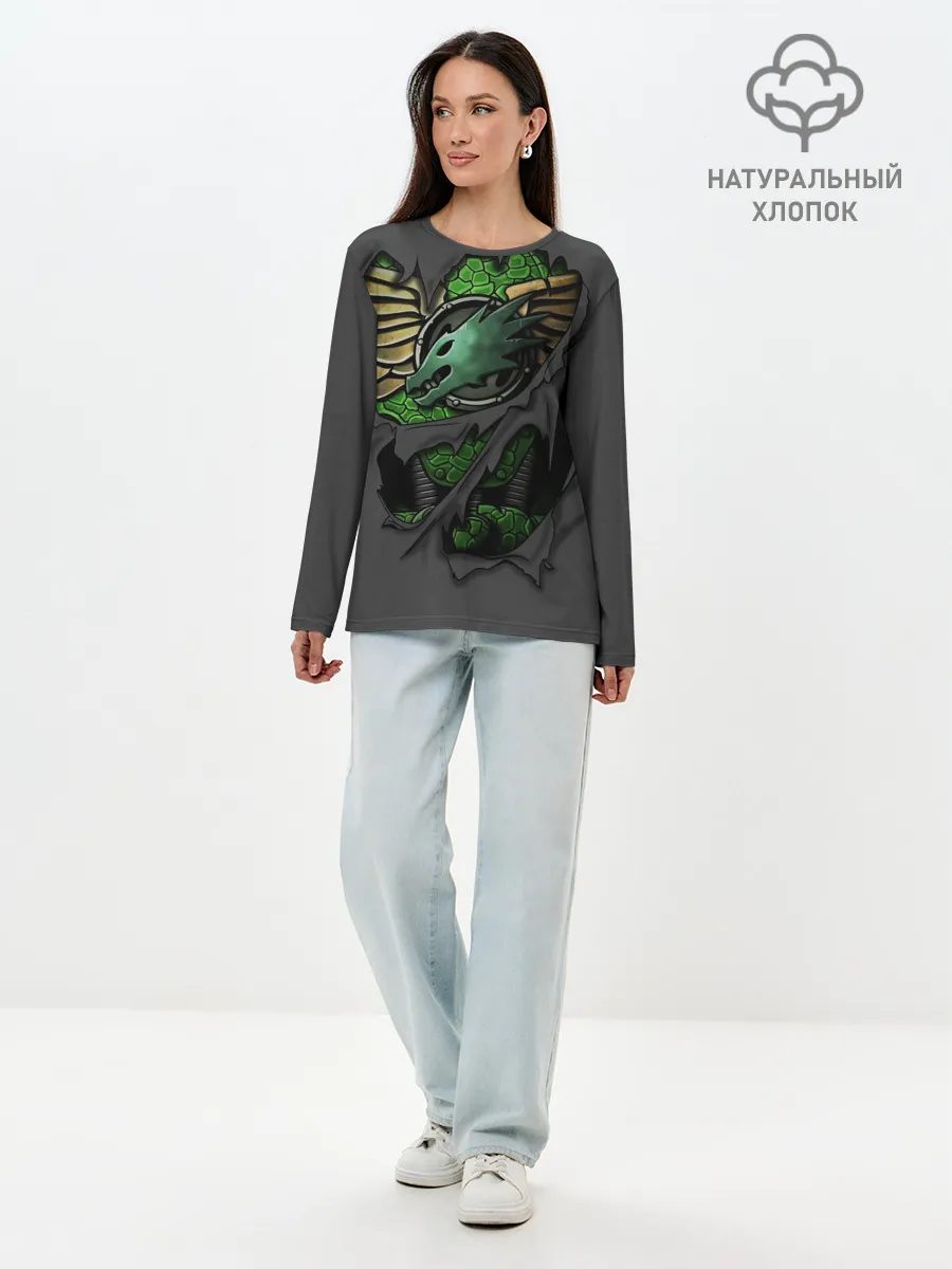 Лонгслив женский. Хлопок / Доспехи Саламандр