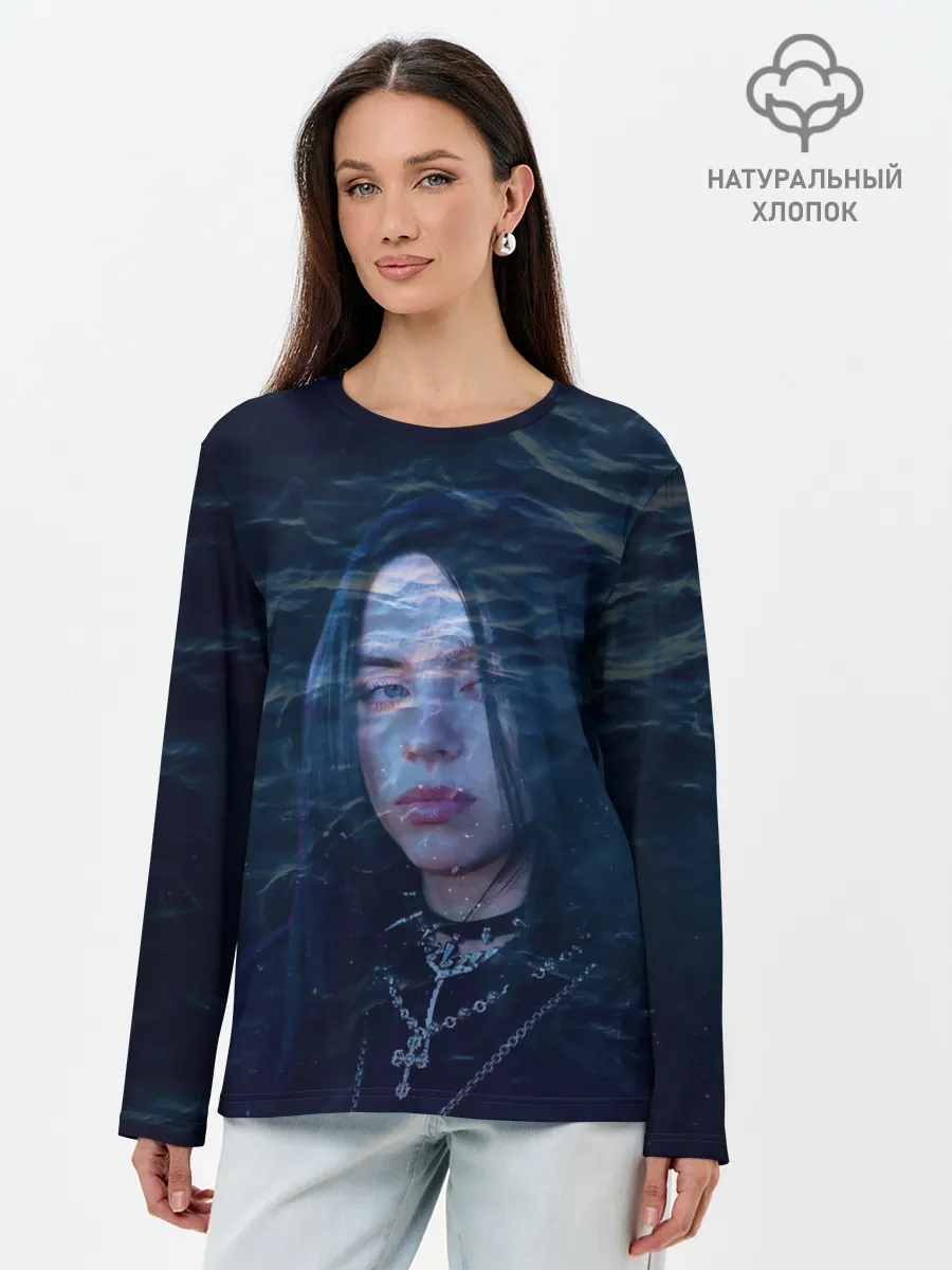 Лонгслив женский. Хлопок / Billie Eilish Ocean Eyes