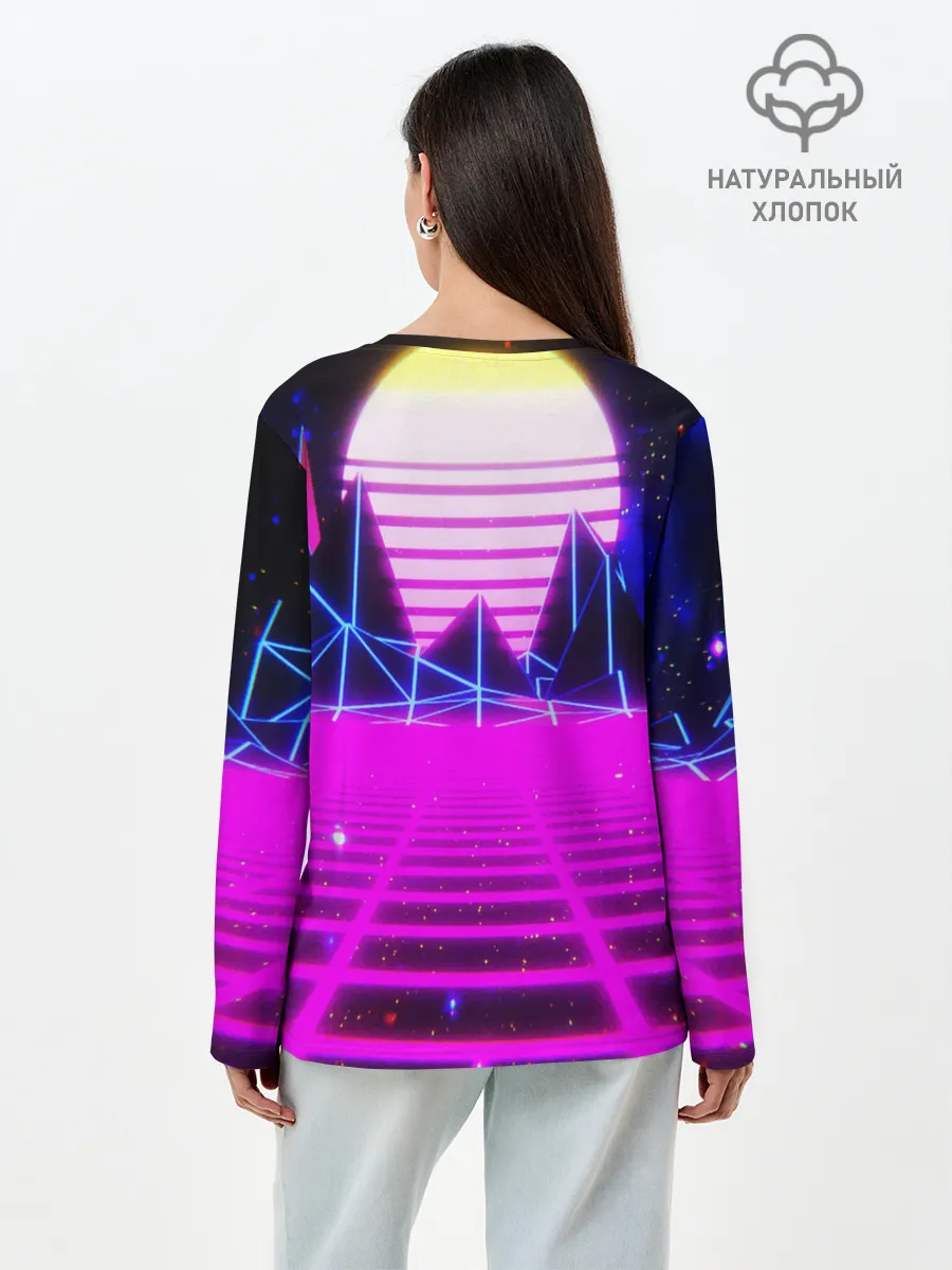 Лонгслив женский. Хлопок / Ретро Стиль неон