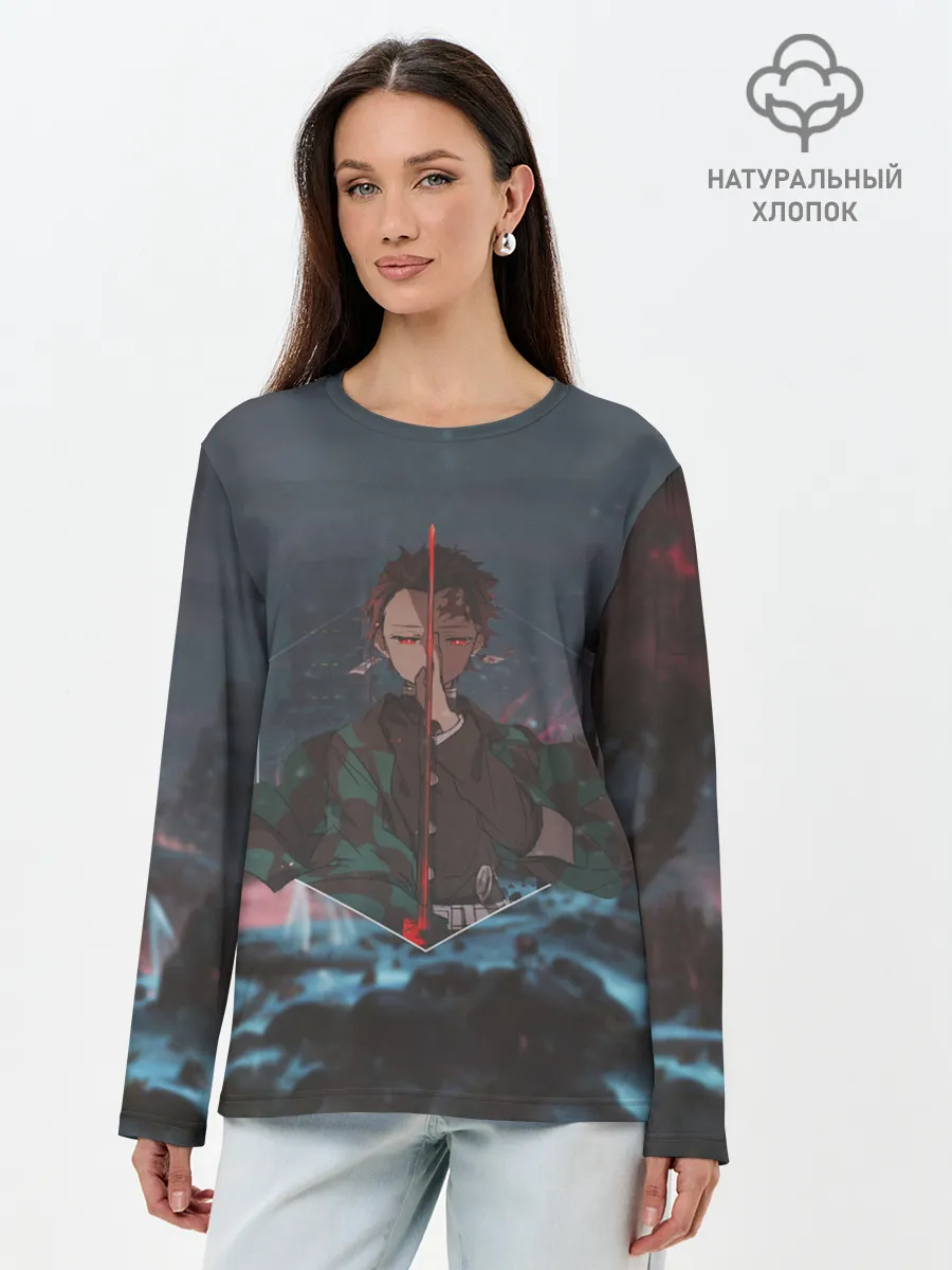 Лонгслив женский. Хлопок / Танджиро Камадо