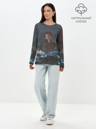 Лонгслив женский. Хлопок / Танджиро Камадо