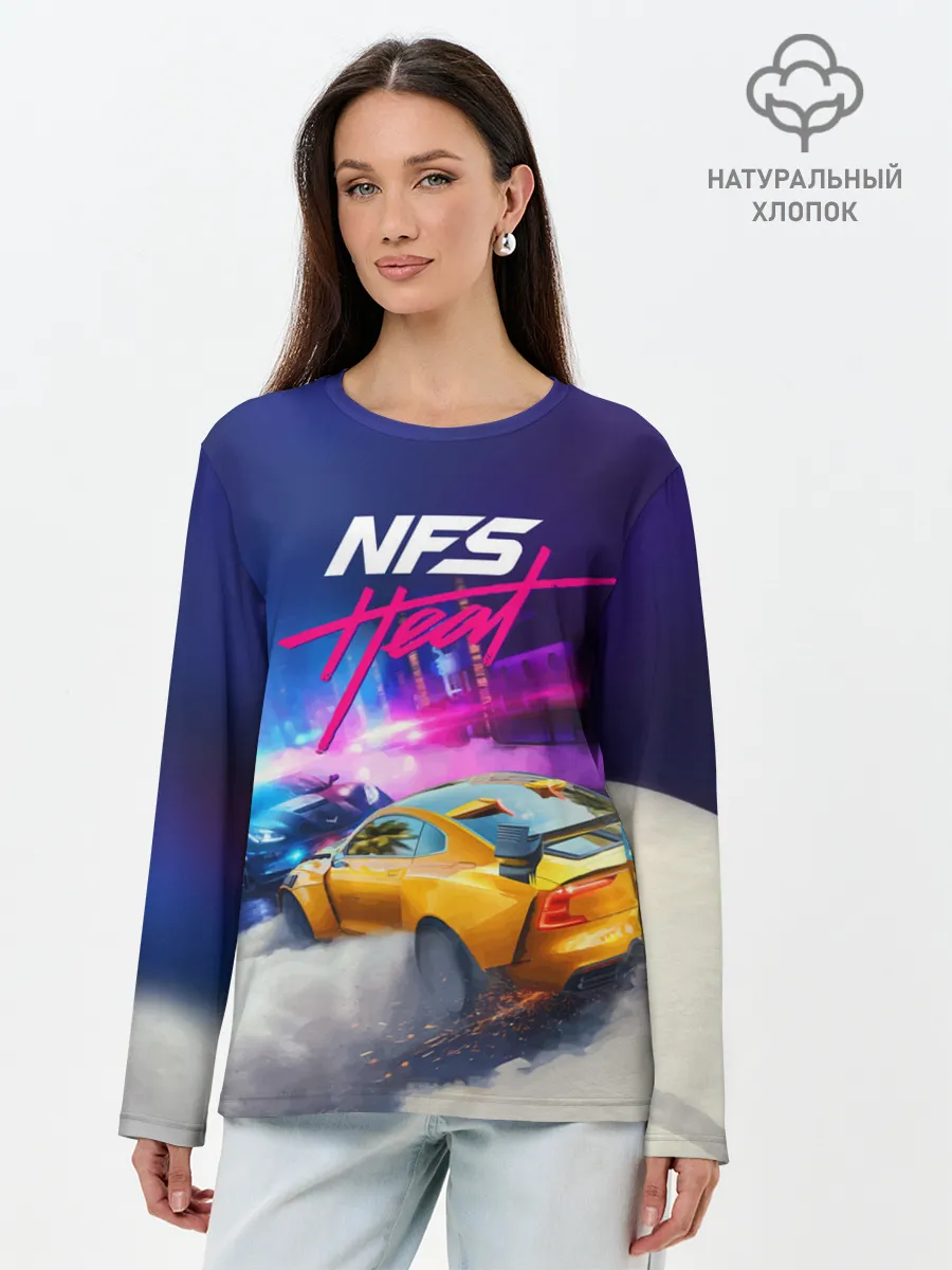 Лонгслив женский. Хлопок / NEED FOR SPEED - HEAT