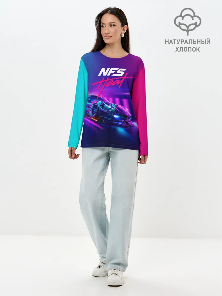 Лонгслив женский. Хлопок / NEED FOR SPEED - HEAT