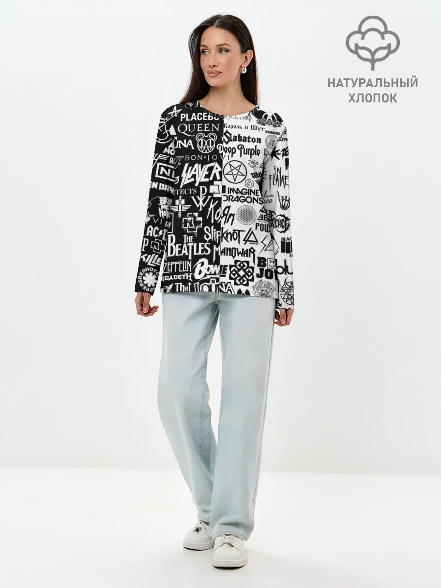 Лонгслив женский. Хлопок / ЛОГОТИПЫ РОК ГРУПП
