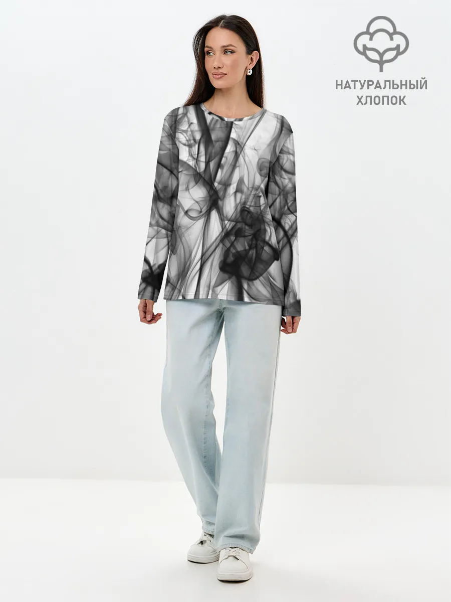 Лонгслив женский. Хлопок / SMOKE ABSTRACTION