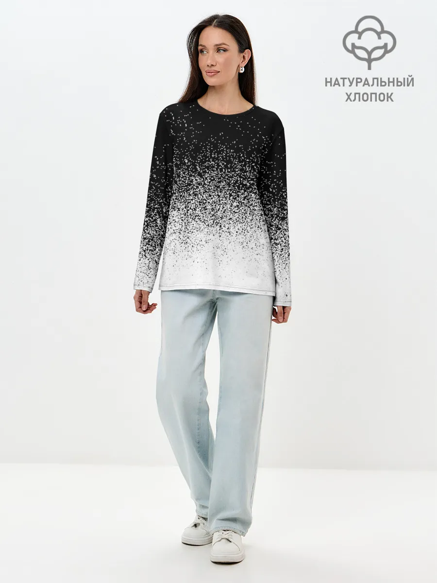 Лонгслив женский. Хлопок / BLACK AND WHITE ABSTRACTION