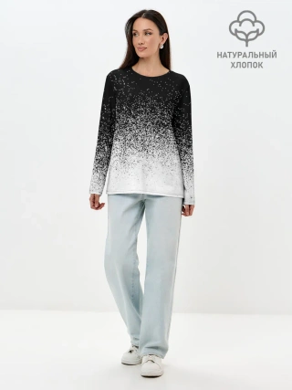 Лонгслив женский. Хлопок / BLACK AND WHITE ABSTRACTION