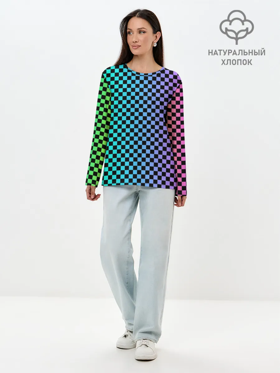 Лонгслив женский. Хлопок / Checkerboard Color