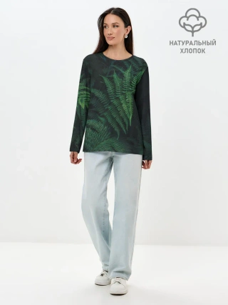 Лонгслив женский. Хлопок / Листья