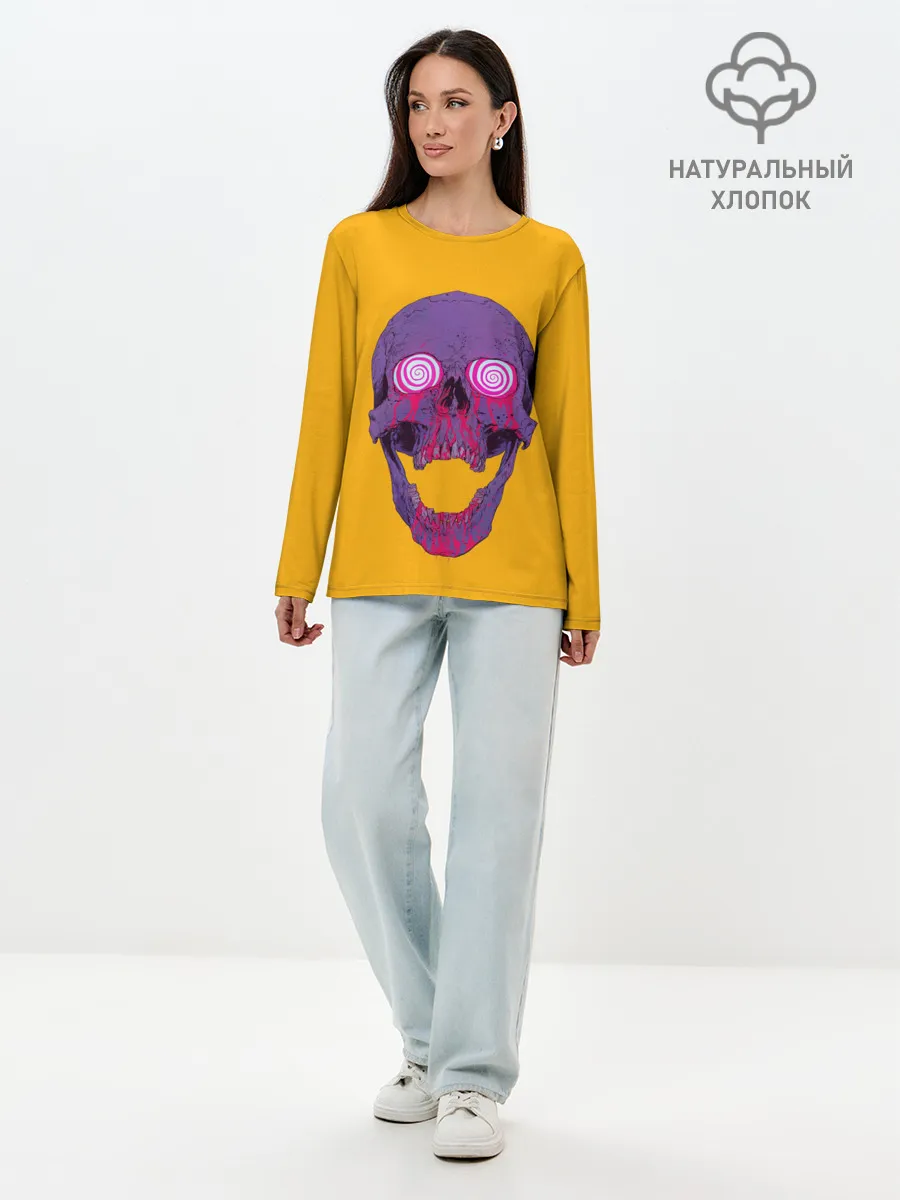 Лонгслив женский. Хлопок / Гипно Череп