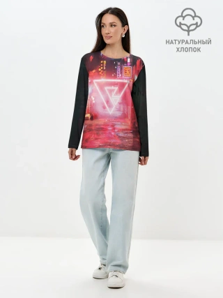 Лонгслив женский. Хлопок / КИБЕР НЕОН