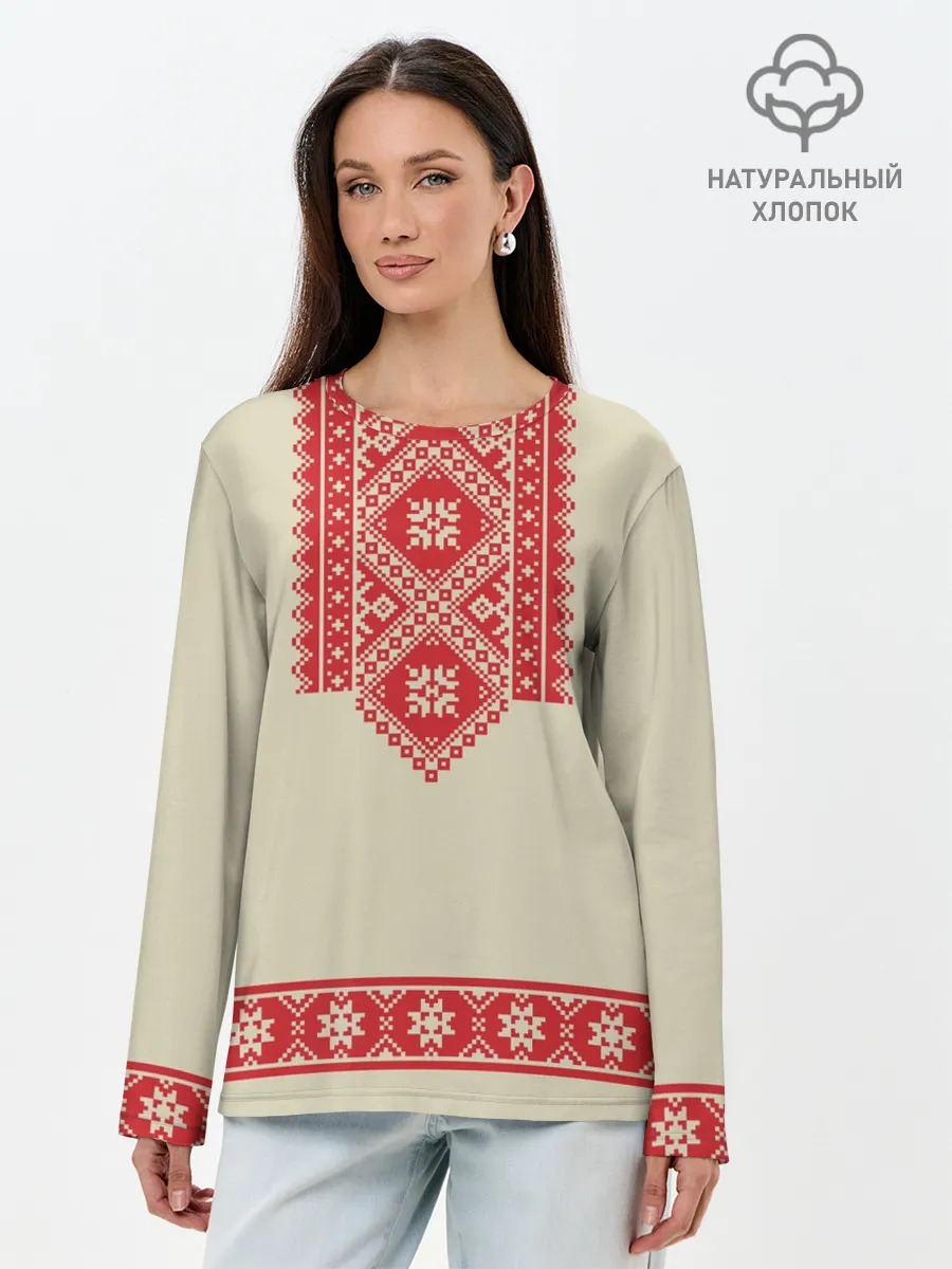 Лонгслив женский. Хлопок / Рубаха